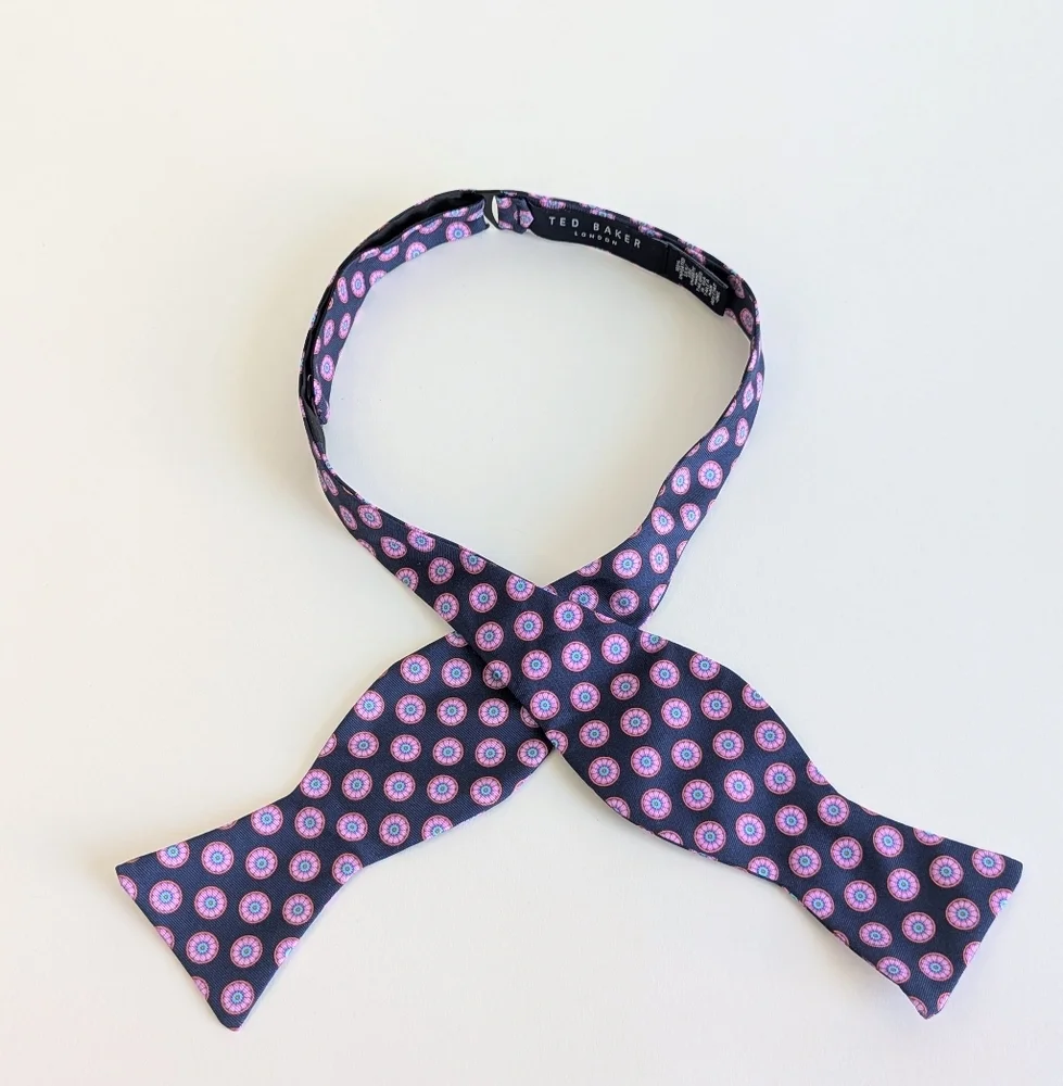 Ted Baker London Floral Medallion Silk Bow Tie Oxford Blue Pink Teal Orange